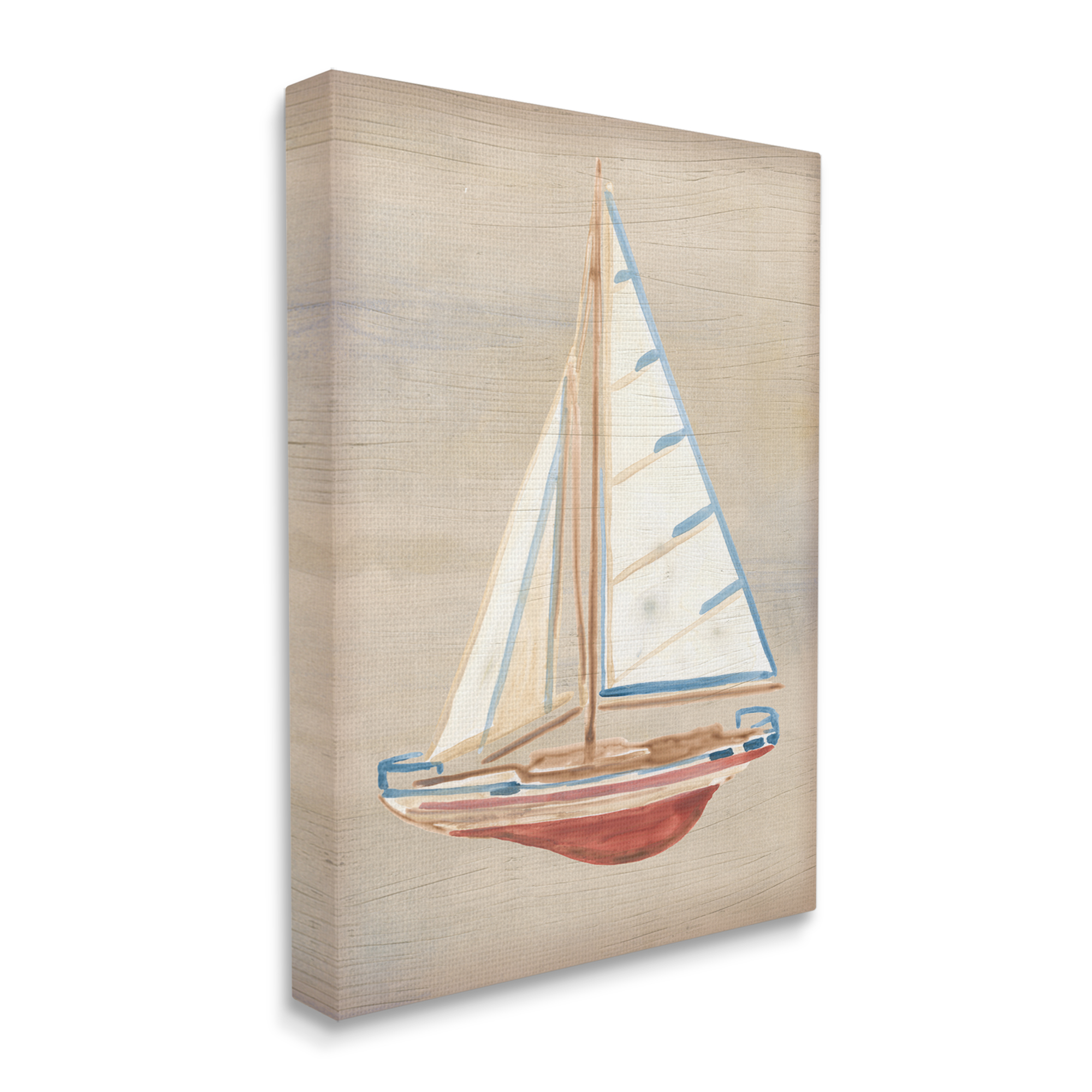 Stupell Industries Rustic Red Boat Transportation Painting Gallery Wrapped Canvas Art Print Wall Art, 30 x 40