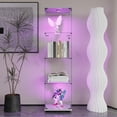 thumbnail image 3 of MAYEERTY Glass Display Cabinet, 4 Tiers Wine Cabinet, Collection Storage Showcase with Door, White, 3 of 8