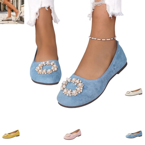 YOUYEDIAN Loafers for Women Casual Soft Low Heel Fashion Cute Deco Slip On Flats Versatile Round Toe Outdoor Dress Shoes