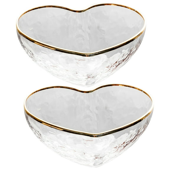 ULTNICE 2Pcs Serving Bowls For Family Gatherings Heart Shaped Transparent Pudding Bowls 150ml Capacity