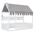 thumbnail image 4 of Aukfa Twin House Bed with Fence and Tent for Kids, Wooden Montessori Bed with LED Lights & Storage Shelves for Toddler Boys and Girls Bedroom, White, 4 of 8