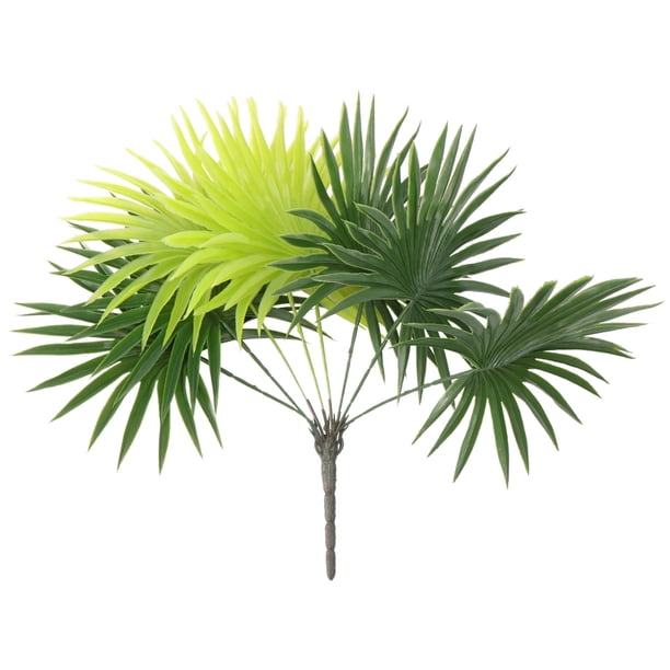 Material de arreglo floral decorativo de planta verde simulada Hojas de plástico de bonsai artificiales para decoración (verde y amarillo)