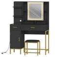 thumbnail image 1 of 1 Iron, Mdf, Mirror, Led Light Hook Dressing Table With Stool, 1 of 9