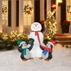 4' Tall Airblown Christmas Inflatable Snowman with Penguins