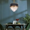 thumbnail image 3 of Modern Crystal Chandeliers 3-Tier Crystal Chandelier Light 15.7'' Black and Gold Pendant Light Fixtures Raindrop Flush Mount Chandelier for Living Room Kitchen Island Foyer E12x5 Lights, 3 of 8
