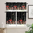 thumbnail image 3 of Mushroom Kitchen Curtains, 36 Inch Length, Spring Floral Rod Pocket Tier and Valances Set, Summer Botanical Night Moon Sky Black Farmhouse Window Curtains for Bedroom/Living Room, 3 of 6