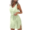 thumbnail image 3 of Tqyyweavej Women Crochet Bathing Suit Cover ups Waist Drawstring Sleeveless Swimsuit Coverup Solid Color V Neck Swim Cover Up for Women, 3 of 6