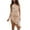 Beige, variant on OSOLU Dresses Solid Color Women Shiny Satin Adjustable Straps Backless Cowl Neck Asymmetric Hem Ruched Midi Dress Breathable Hawaiian Flowy Sundress