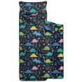 thumbnail image 2 of Colorful Dinosaurs Plant Dark Blue Pattern Teens Toddler Nap Mat with Pillow, Sleeping Mat Bag for Preschool Daycare 59"x22", 2 of 6