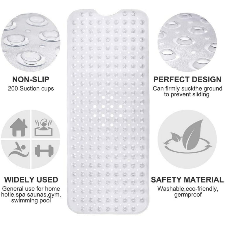 Non-slip Bath Mat Mildew Mold Resistant Bathtub Mat Ultra Soft PVC