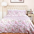 thumbnail image 2 of 300 Thread Count 100% Cotton Floral Duvet Cover & Pillow Shams Set, Twin/Twin XL, Floral White - Blue Nile Mills, 2 of 6