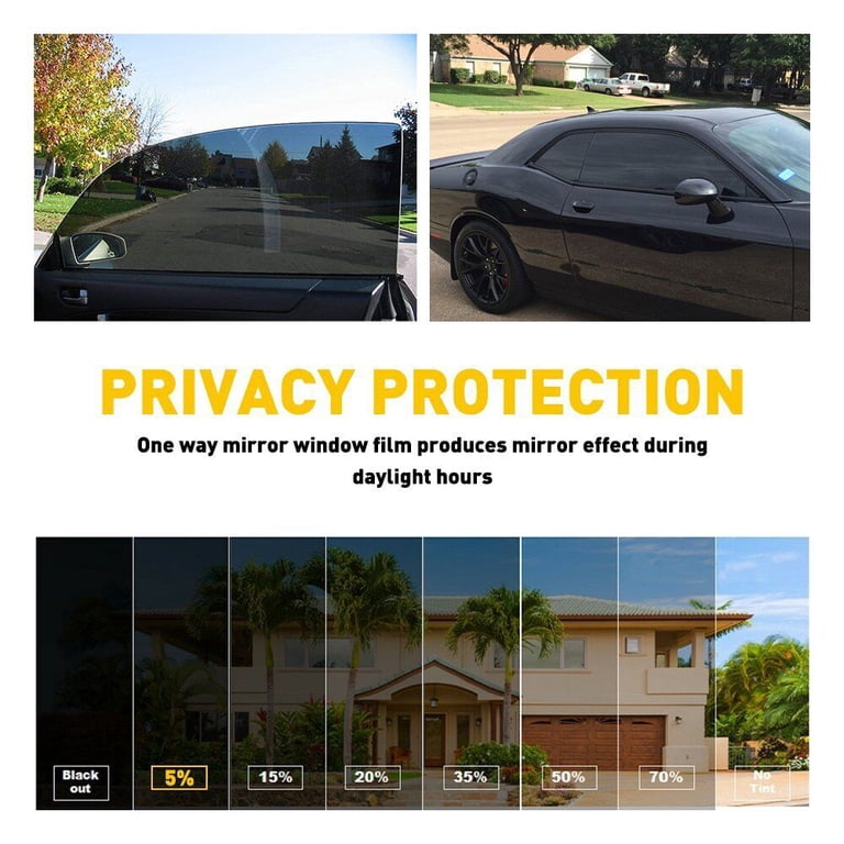 Window Tint Film Roll - 50% VLT Charcoal Black, 20" X 10 FT, Scratch Resistant, Made In USA