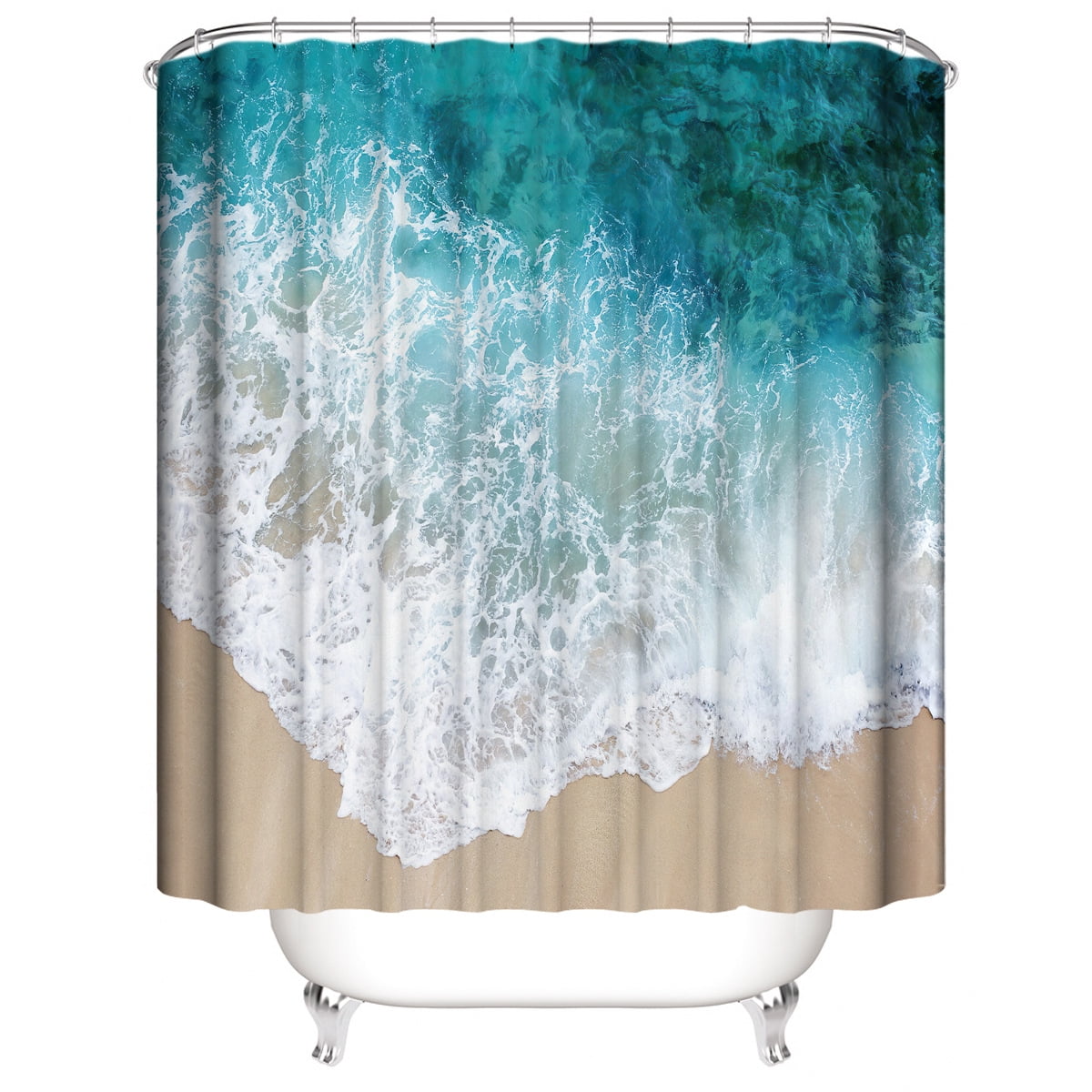 Ocean Sea Water Shower Curtain Set, Abstract Modern Shower Curtain for Bathroom Decor, Luxury