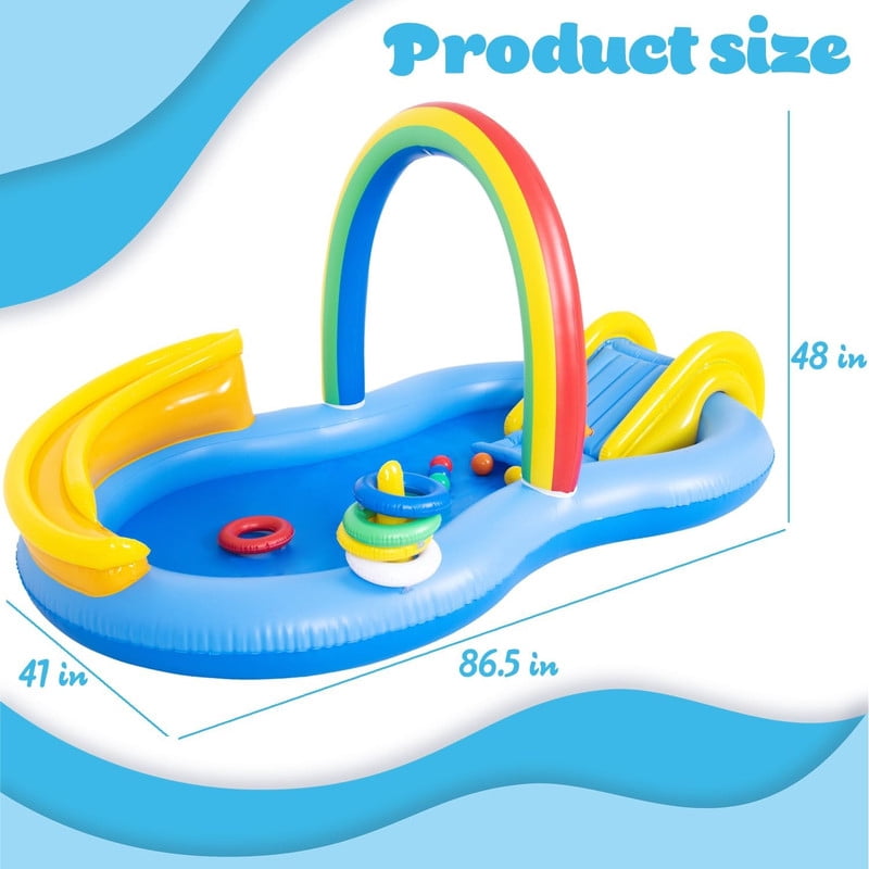 Inflatable Kids Pool with a Slide and Water Spray Features, Perfect for Outdoor Backyard Gardens