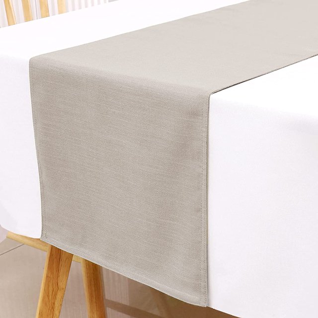 Caminos de mesa con textura de lino de 72 pulgadas de largo, impermeables, de arpillera natural, para sala de estar/mesa de café, con tela extrasuave y gruesa, 1 paquete de 14 x 72 pulgadas, verde azulado gris pardo, 1 pieza de 14 x 108 pulgadas.