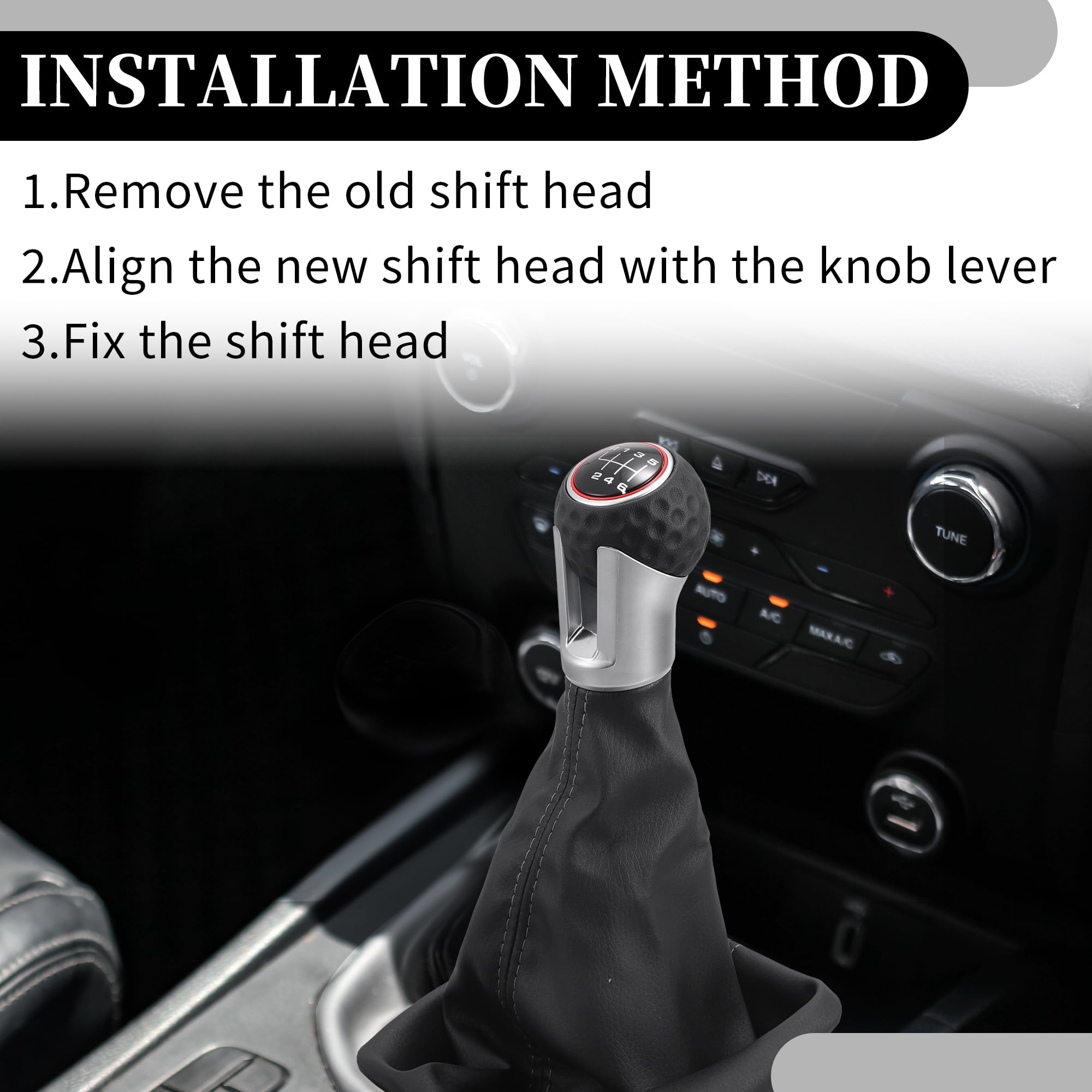 6 Speed Manual Gear Shift Knob with Boot Dust Cover - Stick Shifte Knob - for VW Golf 2013-2017 Plastic