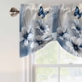 thumbnail image 5 of Tie Up Valances for Windows, Elegant Floral Adjustable Valance Curtains Window Treatment for Living Room/Bedroom, Modern Rustic Blue Butterfly Flowers Rod Pocket Kitchen Curtains & Drapes 60x18 Inch, 5 of 9