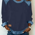 thumbnail image 7 of Womens Denim Shirt Long Sleeve Collared Blouses Casual Button Down Jean Shirt Western Vintage Denim Jacket Tunic Tops with Pockets Loose Fit Navy S, 7 of 7