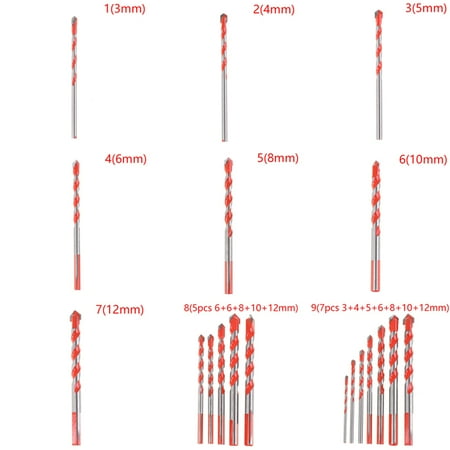 

(5(8mm))3-12mm Multifunctional Triangle Drill Bit Diamond Drill Set Punching Hole Saw