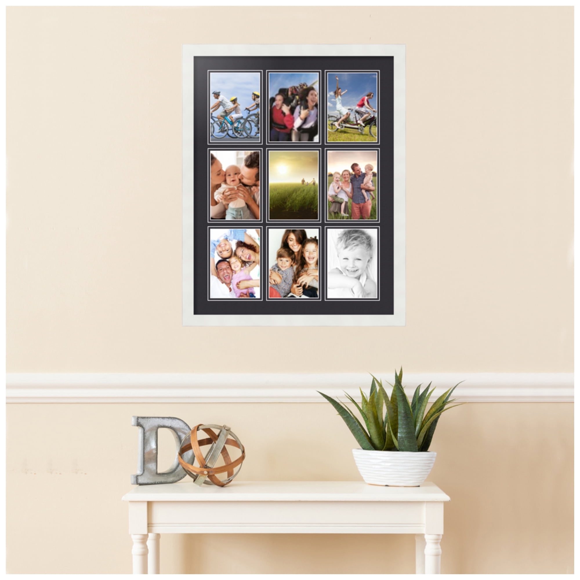 ArtToFrames Collage Photo Picture Frame with 9 - 5x7 Openings, Framed in White with Black and Black Mats (CDM-3966-213)