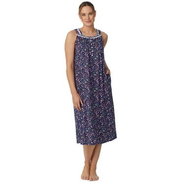 Aria Women's Sleeveless Long 100% Cotton Nightgown in 46", Sizes XS to 5X