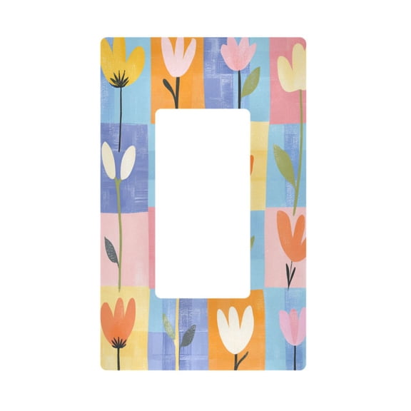 Yayeee Rocker Switch Wall Plate 1-Gang 4.6"x2.9" Home Decorative Outlet Cover, Blue Flowers