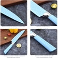 thumbnail image 5 of Kitchen Knife Set, SAYTAY Pink 6PC Stainless Steel Sharp Chef Knife with Acrylic Stand, Diamond Knife Set with Block include Steak Knife, Bread Knife, Fruit Knife for Women Girls (Blue), 5 of 8