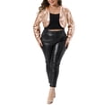 thumbnail image 2 of Agnes Orinda Women's Plus Size Sparkly Metallic Shrug Long Sleeve Open Front Party Cropped Bolero Jackets 1X Champagne, 2 of 6