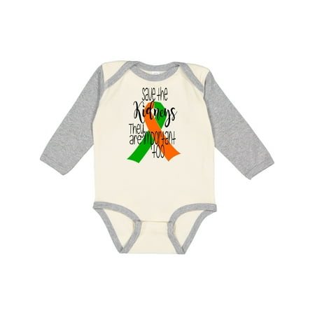 

Inktastic Save the Kidneys They are Important Too Orange Green Ribbon Gift Baby Boy or Baby Girl Long Sleeve Bodysuit