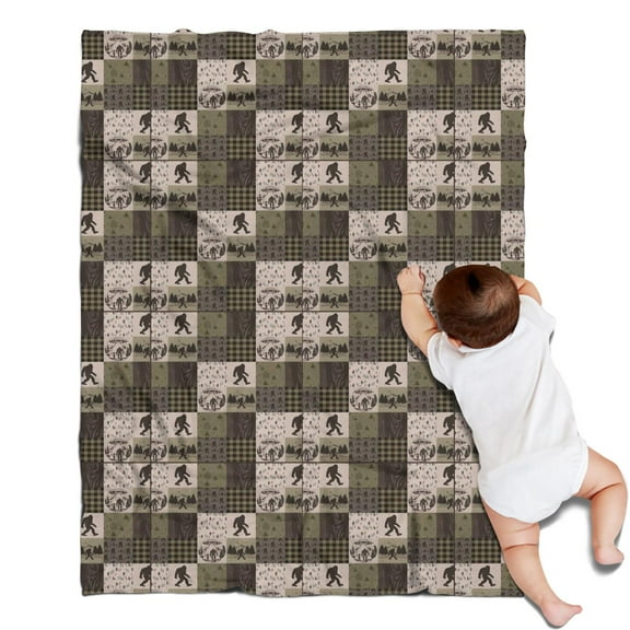 Multicolor Bigfoot and Camping Pattern Blanket,Comfortable Soft Flannel Throw Blanket,All Season,Warm Lightweight Blankets for Sofa Bed Couch Living Room Chair,30"x40"