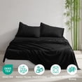 thumbnail image 2 of Lorviah 4 Piece Bamboo Sheet Sets Queen Size - Cooling, Breathable & Ultra soft Bedding - Includes Deep Pocket Fitted Sheet, Flat Sheet & Pillowcase - Black, 2 of 5