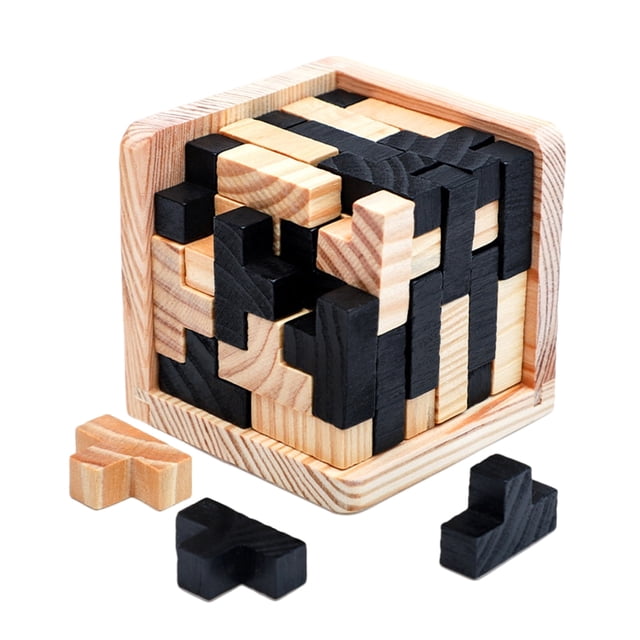 Cubo mágico de madera clásico de 54 piezas, rompecabezas creativo de cubo 3D para regalo (54T)