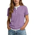 thumbnail image 2 of Kelon Ladies Tops and Blouses Short Sleeve Shirts Crew Neck Summer Loose Fit Tops Trendy Dressy Casual Work Blouses, L, 2 of 6