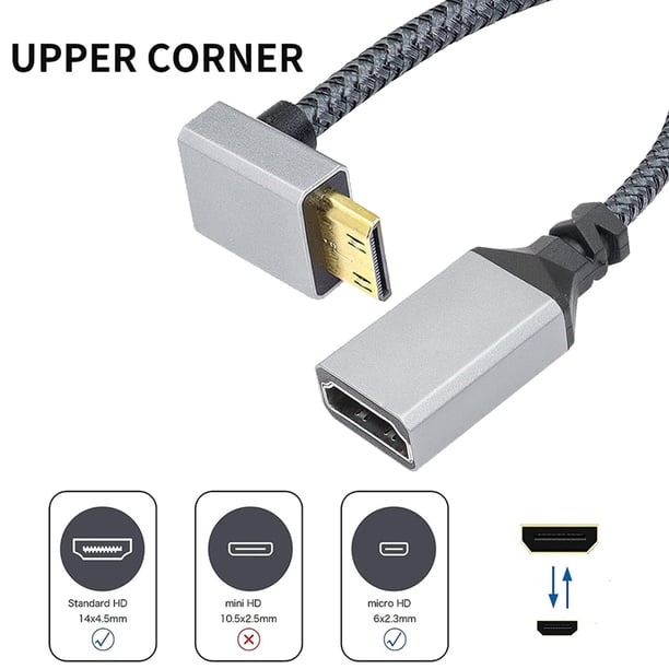Cable Mini HDMI Compatible con HDMI de 20CM 4K@60HZ V2.0 0,2M conveniente
