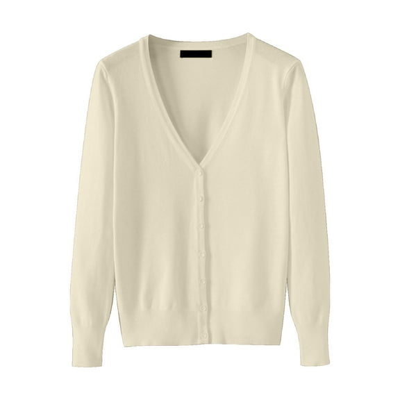 Jxximdong Cardigans for Women, Solid Color Lightweight V Neck Cardigan Sweater (Available In Plus Size), Women's Bolero Shrugs Beige