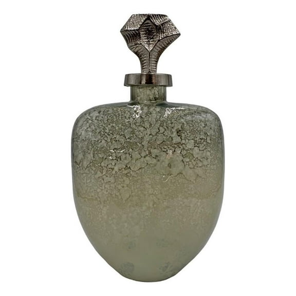 Bergamo Art 14 Inch Tall Handmade Aluminum and Glass Bottle Sculpture in Gold