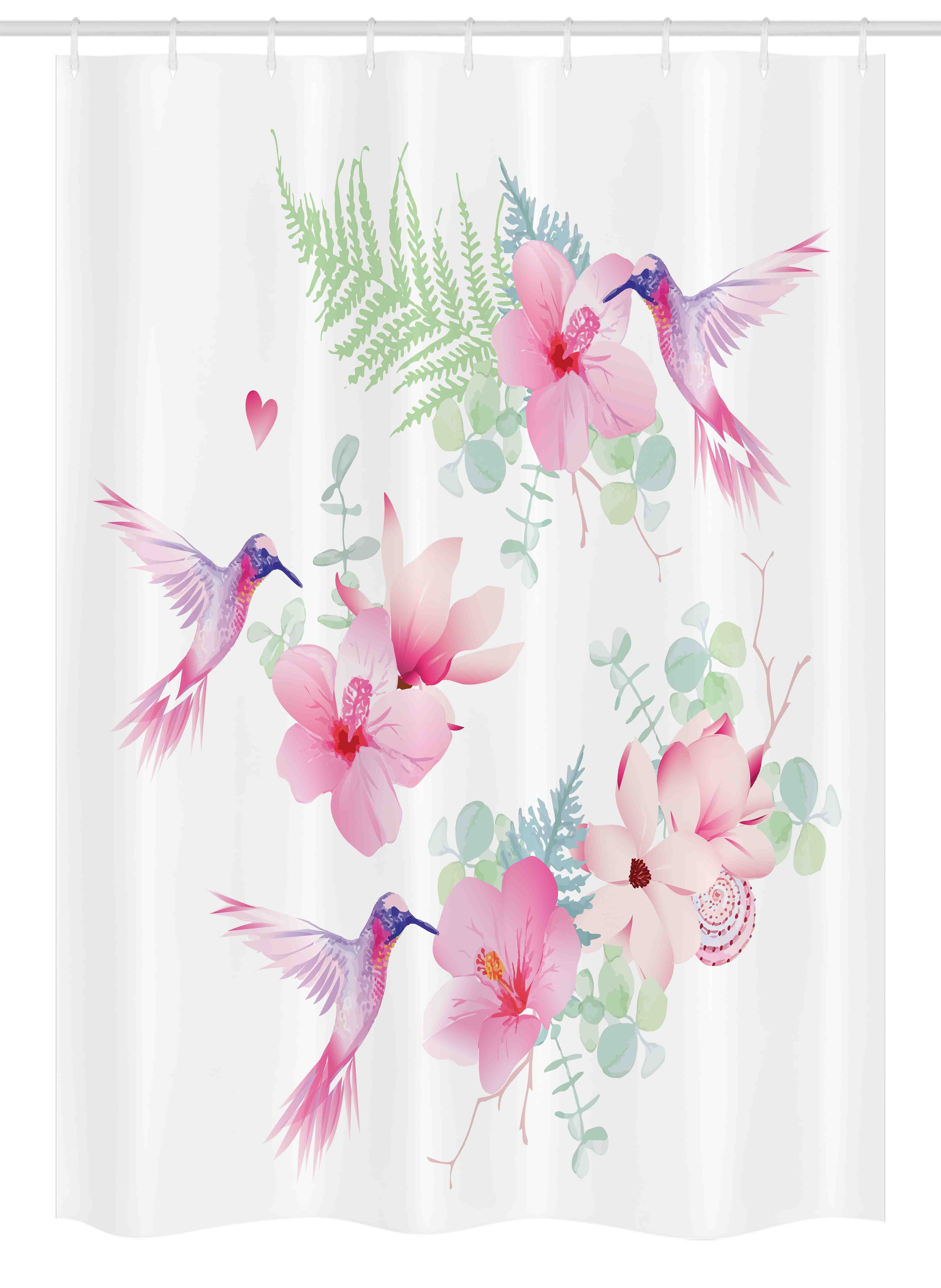 Hummingbirds Stall Shower Curtain Tropical Flowers With Flying Hummingbirds Stall Shower Curtain