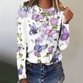 thumbnail image 2 of T-shirts à Manches Longues pour Femmes à Col Rond Imprimé Floral Tunique Blouse Décontractée Douce, 2 of 5