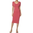 thumbnail image 1 of TheMogan Robe Midi Moulante en Jersey de Coton Extensible à Manches Courtes pour Femmes, 1 of 6