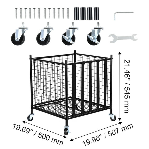 KFFKFF Rolling Sports Ball Storage Cart Garages Sports Equipment Organizer Steel