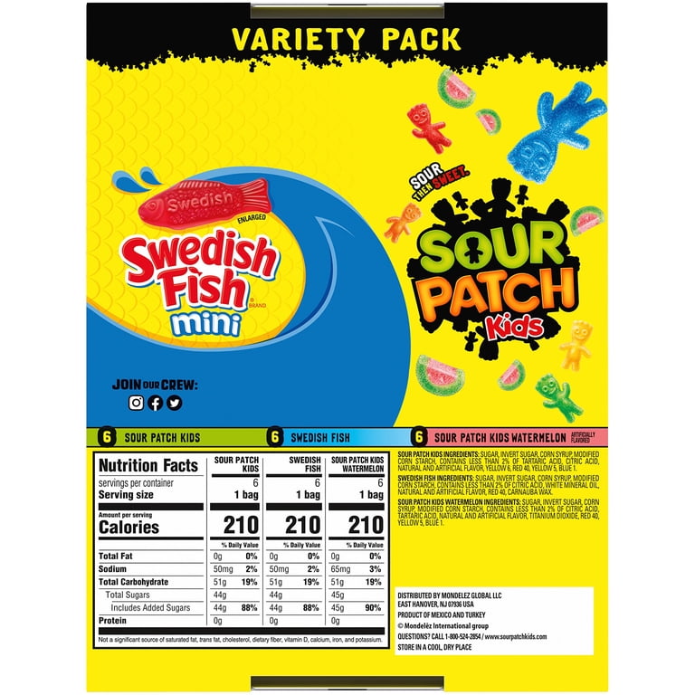Sour Patch Kids and Swedish Fish Soft and Chewy Candy Variety Pack