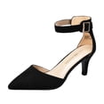 thumbnail image 1 of Zapatos DREAM PAIRS Tacones Bajos de Gatito Punta Fina Negros Talla 7, 1 of 7