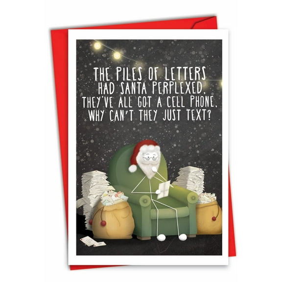 1 Funny Christmas Card with Envelope - Just Text Santa C3431XSG