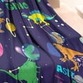 thumbnail image 3 of Space Dinosaurs Astr Dino Pattern Blanket,Comfortable Soft Flannel Throw Blanket,All Season,Warm Lightweight Blankets for Sofa Bed Couch Living Room Chair,30"x40", 3 of 4