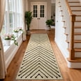 thumbnail image 2 of Garvee 2'x6' Geometric Runner Rug Distressed Striped Decorative Carpet, Non‑Slip Washable Indoor Rug for Hallway Bedroom Kitchen, Nature, 2 of 6