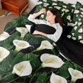 thumbnail image 4 of jejeloiu Modern Minimalist Style 7-Piece Bedding Comforter Set,Green Monstera White Lily King Bedding Sets For Kids Reversible, 4 of 8
