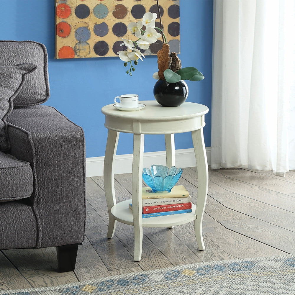 Yipa Round Coffee Table Storage Shelf Portable Desk Small Spaces Modern