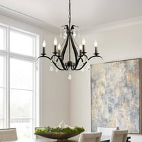 Sodrens Modern Chandelier 6 Candle Light Crystral Pendant Light for Dining Room, Bedroom,Black