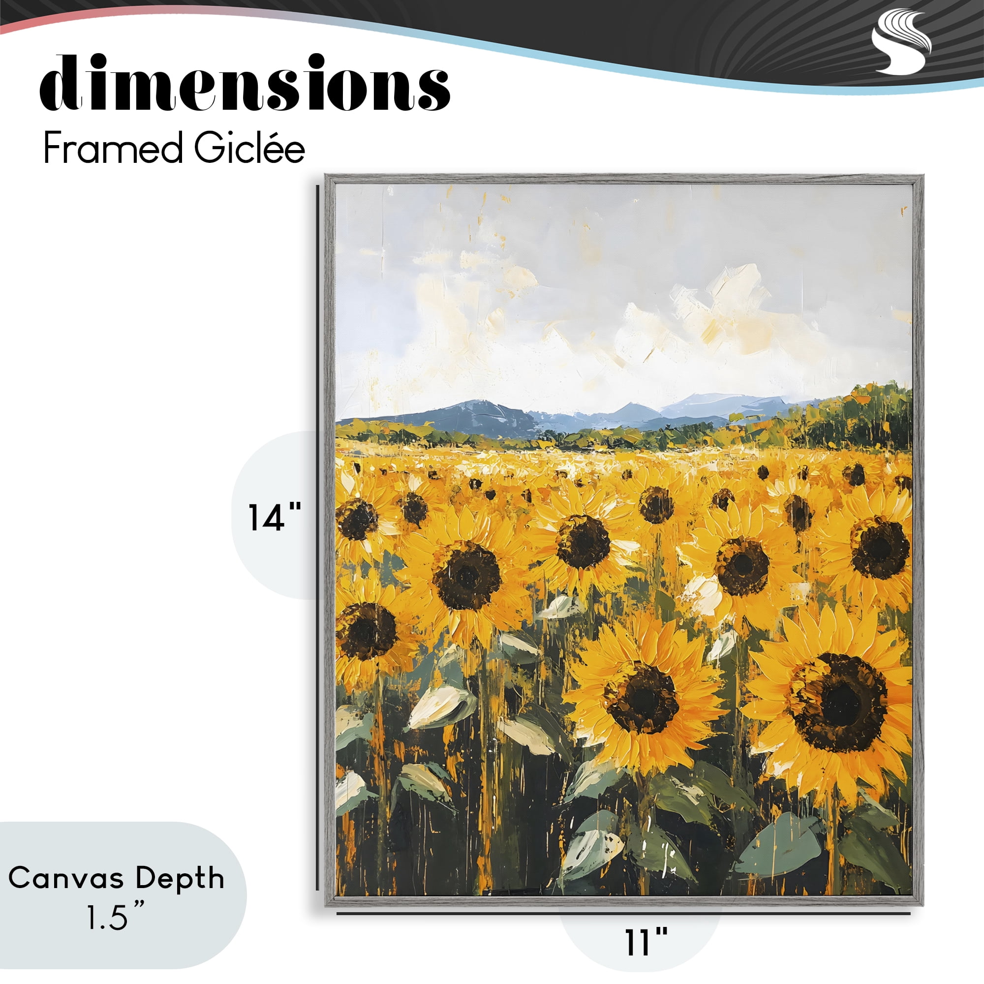 Stupell Industries Beautiful Sunflowers in Field Gray Framed Giclee Art, design by Creative Studio