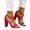Red, variant on Chunky Block High Heels for Women Floral Print Pump Heeled Sandals Open Toe Ankle Strap Buckle Party Dress Shoes